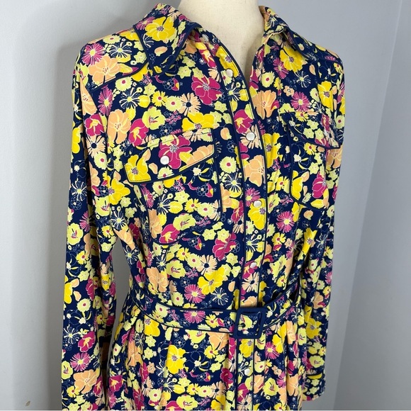 Modcloth NEW Size Large Pearl Snap Boho Western Floral Belted Shirt Dress H12 - Picture 3 of 9